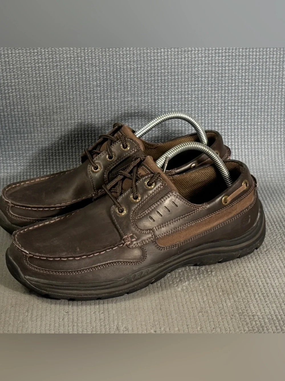 SKECHERS Men's Relaxed‎ Fit Moc Toe Boat Shoes Brown Size 9